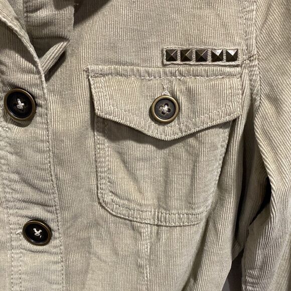 French Cuff Tan Button Up Corduroy Utility Jacket With Belt Size Medium - Picture 4 of 7